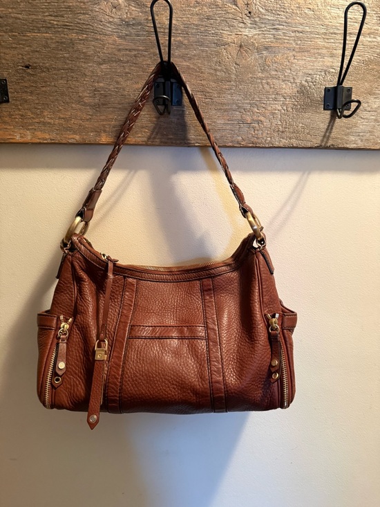 Cole Haan Handbags - Cole Haan Hobo Brown Leather Shoulder Bag With Braided Strap